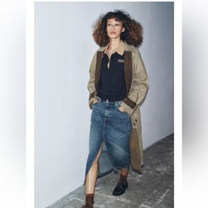 Zara Denim Skirt with Front Slit NWT